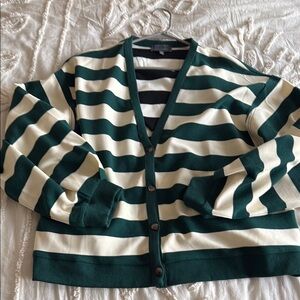 Striped Green and Cream Women's Sweater